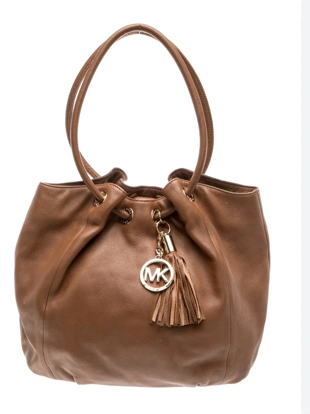 Michael Kors Cognac Leather Tassel Drawstring Tote or Shoulder bag